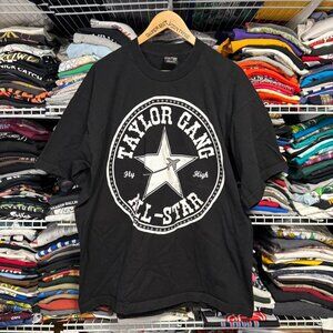 Y2K wiz khalifa tayor gang all star fly high double sided rap  t shirt xl